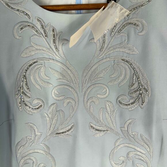 Brooks Brothers Blue Sheath Semi Formal Dress Baby Blue w/ Beaded Details size 6 - Picture 5 of 9